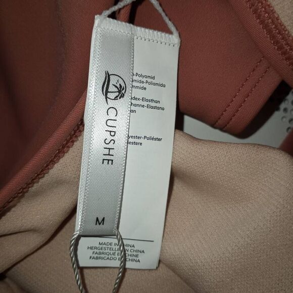 CUPSHE BOHO RHAPSODY PLUNGE RUCHED PINK ONE PIECE SWIMSUIT SZ.M NWT. - Picture 8 of 11